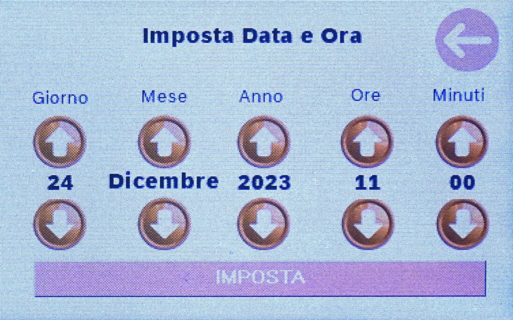 Imposta data e ora cronotermostato