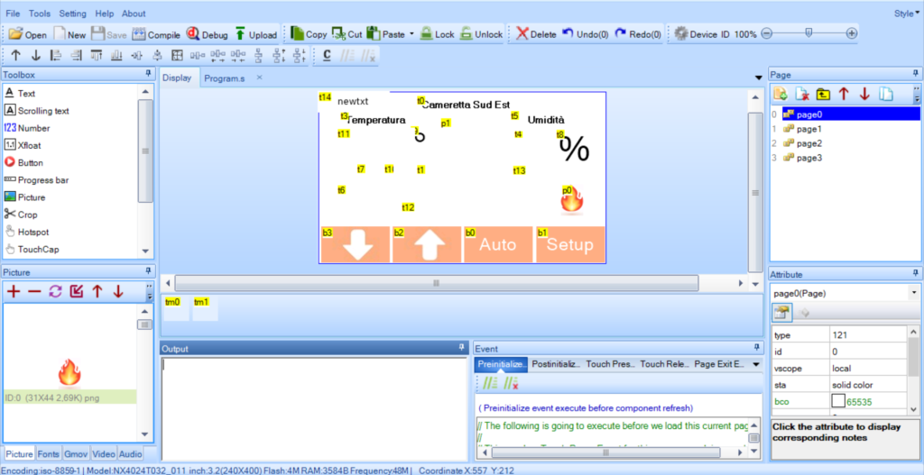 Programma Nextion touch screen