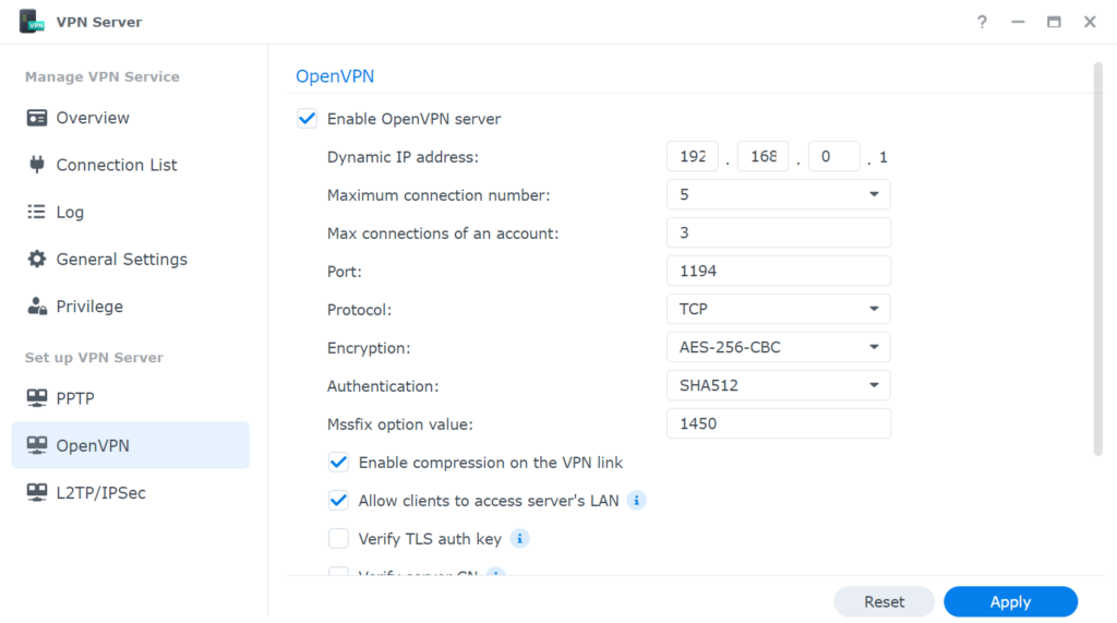 Open VPN Synology